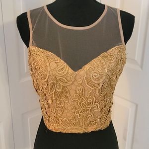 ☆ Charlotte Russe ☆ Floral Lace Mesh Sweetheart Crop Top